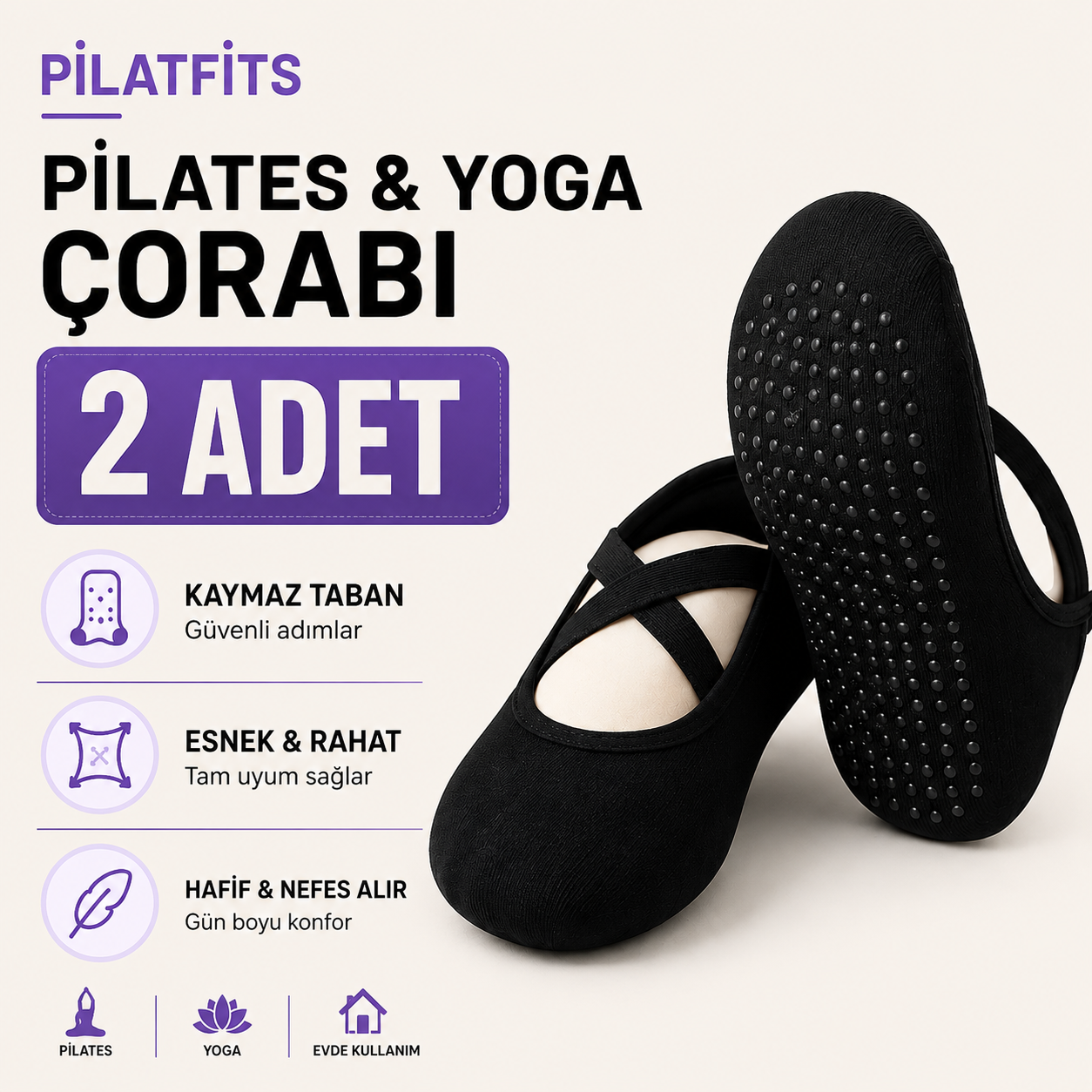 Pilatfits Premium Kaymaz Pilates Çorabı